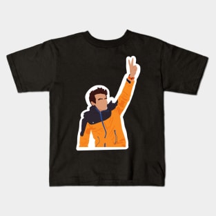 Lando Norris giving a peace sign to the crowd Kids T-Shirt